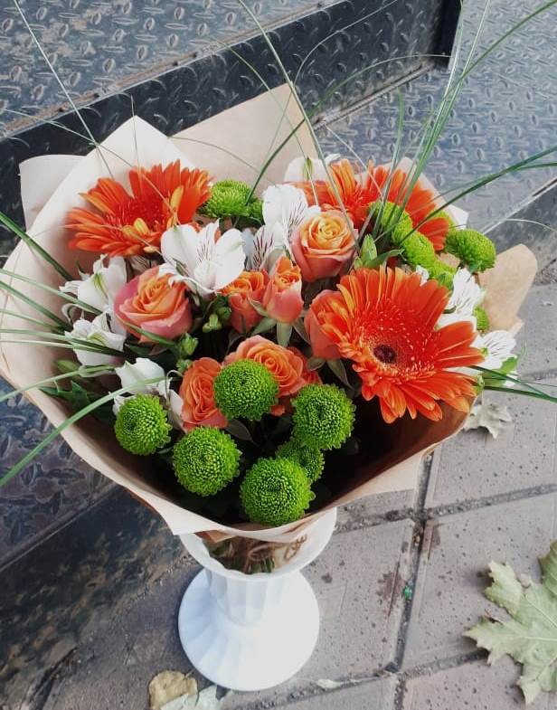 Букет цветов из: Герберы, Хризантемы, Альстромерии и Розы в Старое Дрожжаное