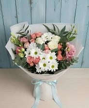 Букет цветов из:  Розы, Лизиантусы и Хризантемы в Старое Дрожжаное