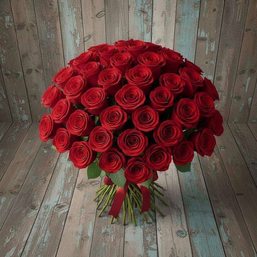 Букет 55 Красных роз Фридом в Старое Дрожжаное