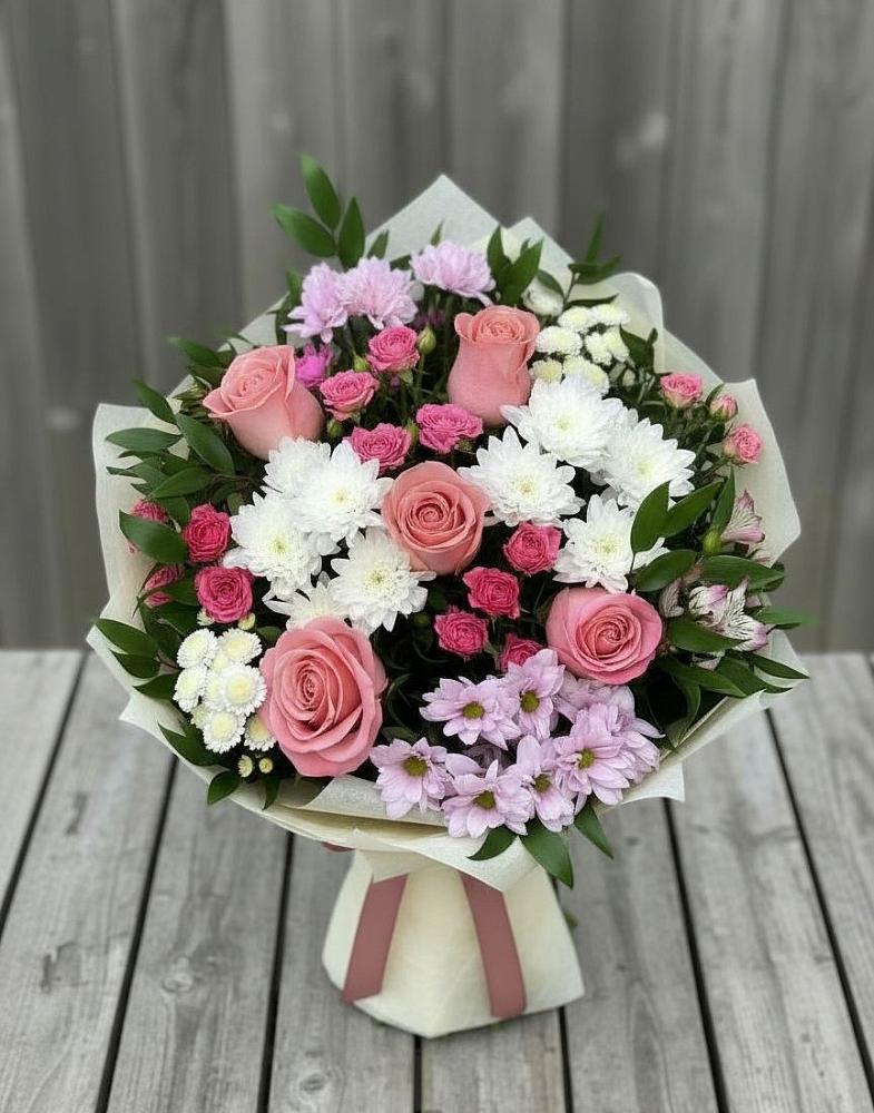 Букет цветов из: Альстромерии, Гвоздики, Розы и Хризантемы в Старое Дрожжаное