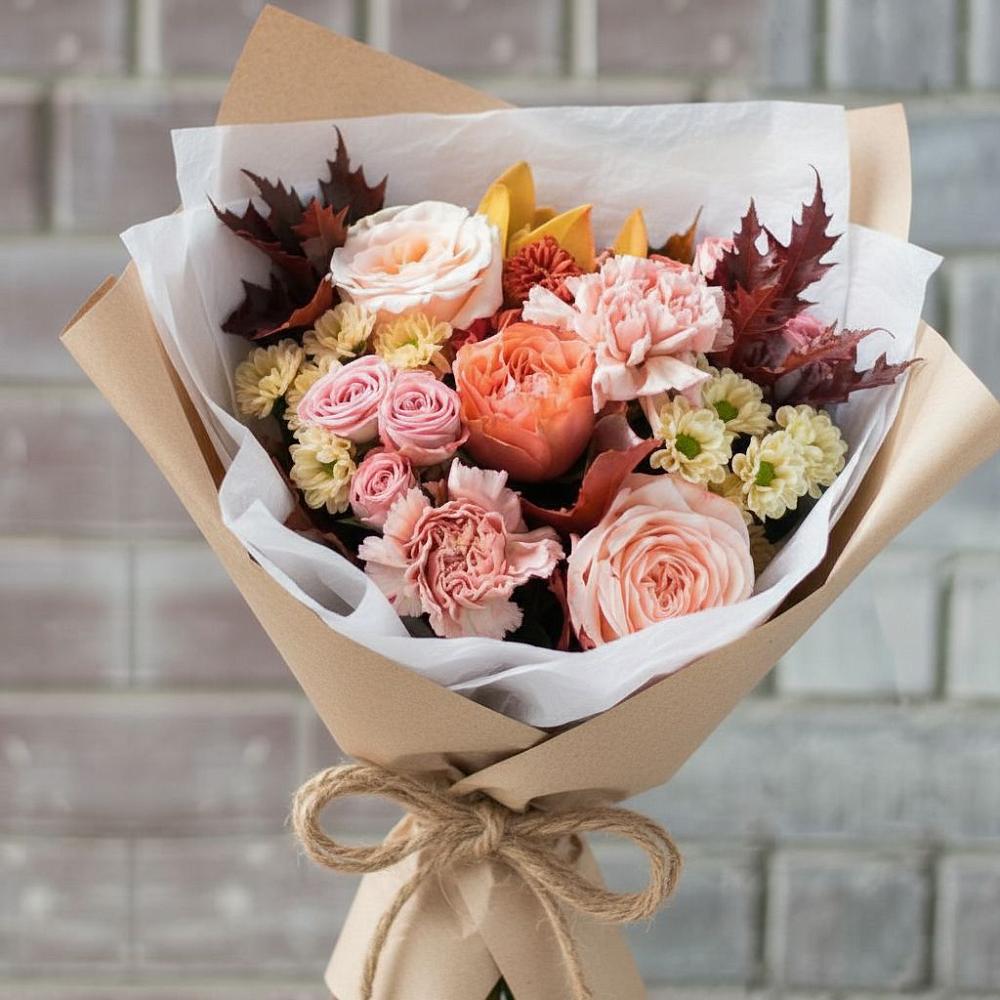 Букет цветов из: Гвоздики, Хризантемы и Розы в Старое Дрожжаное