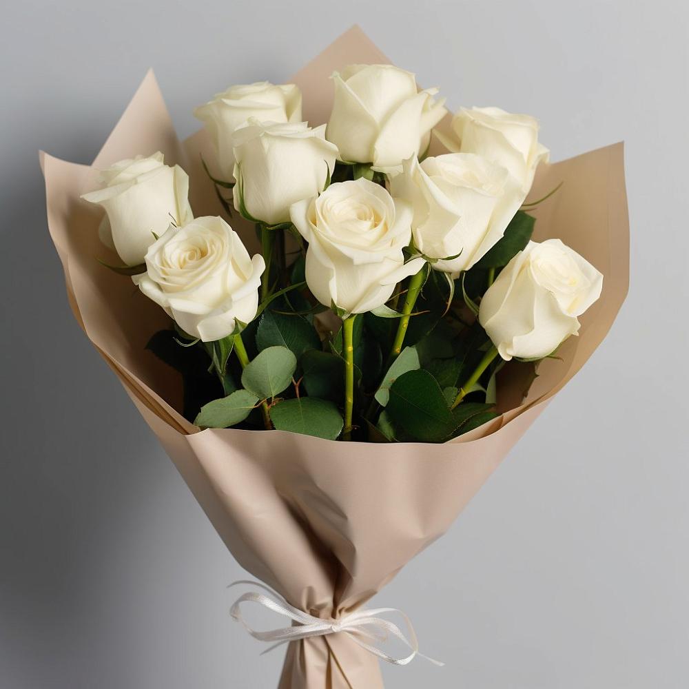 Букет 9 Белых роз Эдлесс Лав в Старое Дрожжаное