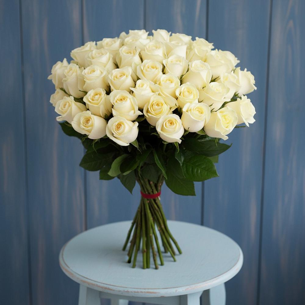 Букет 51 Белая роза Эдлесс Лав в Старое Дрожжаное