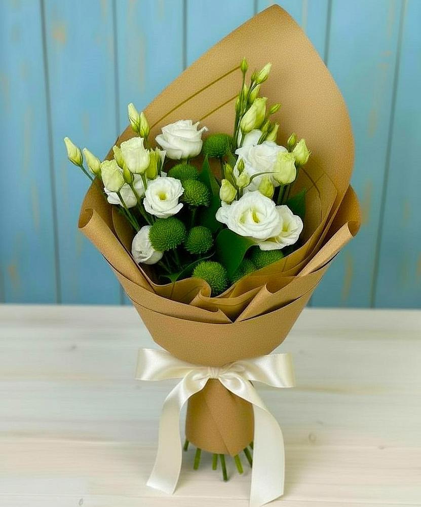 Букет цветов из: Хризантемы и Лизиантусы в Старое Дрожжаное