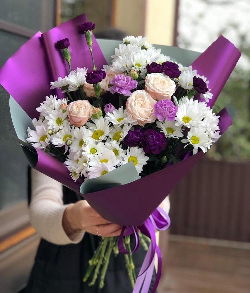 Букет цветов из: Хризантемы, Гвоздики и Розы в Старое Дрожжаное