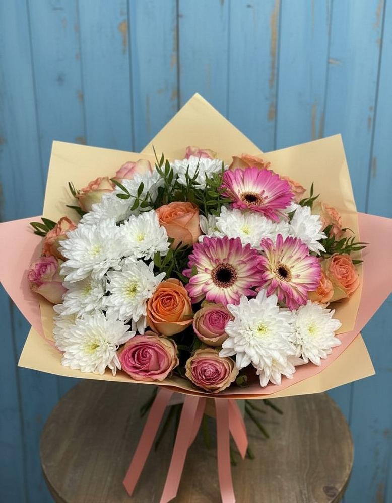 Букет цветов из: Розы, Герберы и Хризантемы в Старое Дрожжаное