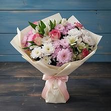 Букет цветов из:  Хризантемы, Альстромерии и Розы в Старое Дрожжаное