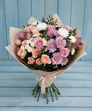Букет цветов из:  Хризантемы, Розы и Альстромерии в Старое Дрожжаное