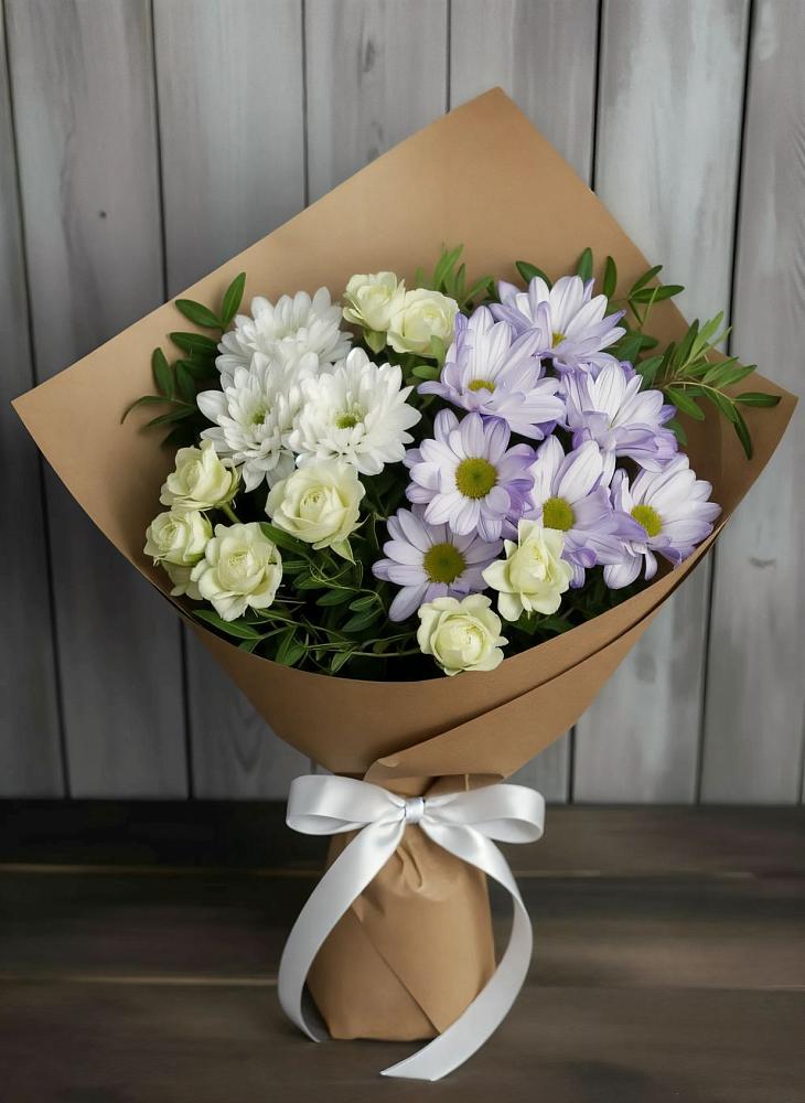 Букет цветов из: Хризантемы и Розы в Старое Дрожжаное